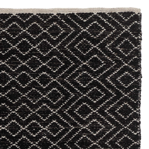 Amini Wool Rug black & off-white, 100% new wool | URBANARA wool rugs