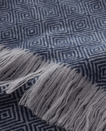 Uyuni blanket, dark blue & light grey, 100% cashmere wool