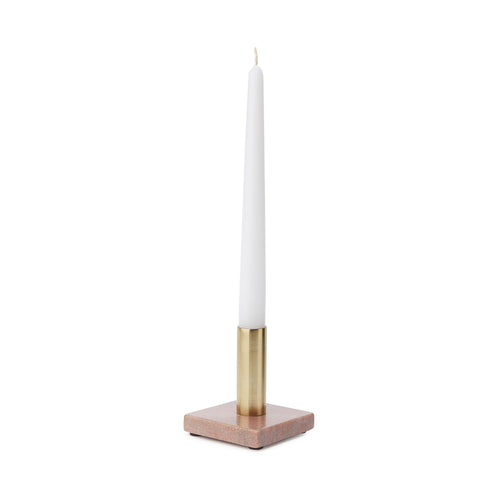Chambal candle holder, light pink & brass, 100% marble & 100% iron