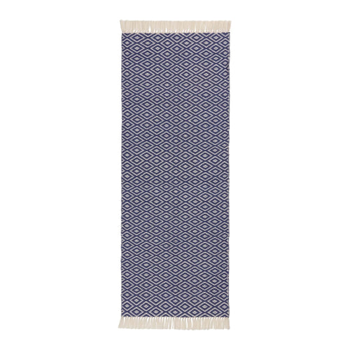 Barota runner, ultramarine & white, 100% pet | URBANARA outdoor accessories