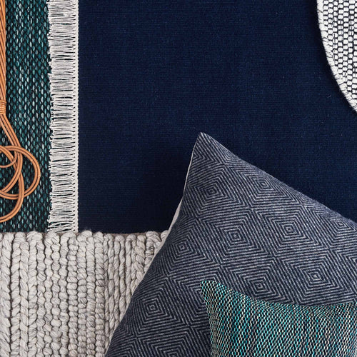 Manu rug, dark blue, 100% wool & 100% cotton | URBANARA wool rugs