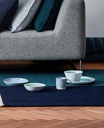 Manu runner, dark blue, 100% wool & 100% cotton