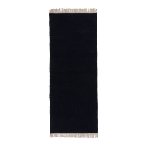 Manu runner, dark blue, 100% wool & 100% cotton | URBANARA runners
