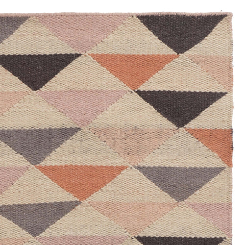 Barli rug, light pink & cognac & silver grey, 100% new wool | URBANARA wool rugs