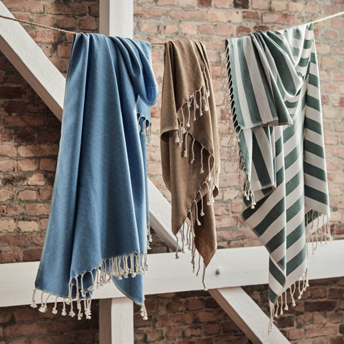 Filiz hammam towel, green grey & white, 100% cotton |High quality homewares