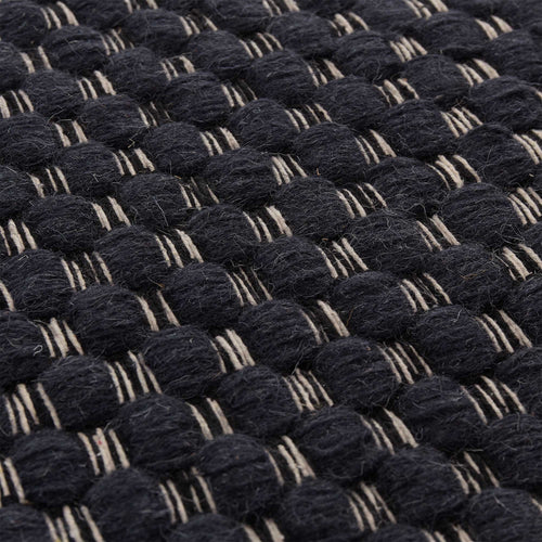 Kalanka rug, dark grey blue & black & natural white, 90% new wool & 10% cotton |High quality homewares