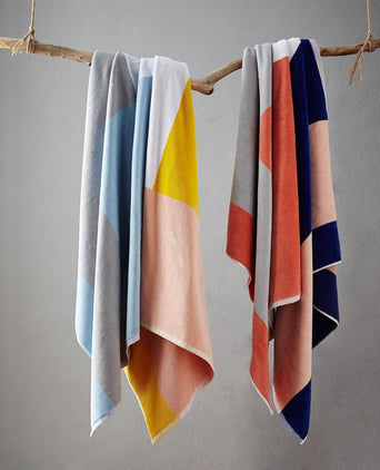 Vigo beach towel, yellow & light pink & ice blue, 100% cotton