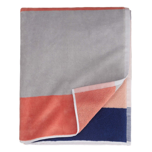 Vigo beach towel, ultramarine & light pink & papaya, 100% cotton | URBANARA beach towels