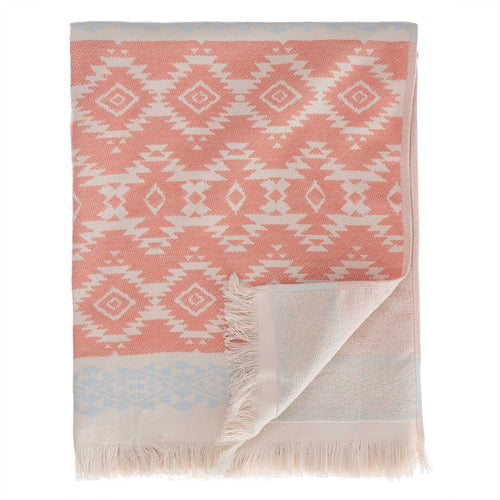 Gilao beach towel, light powder pink & papaya & ice blue, 100% cotton | URBANARA beach towels
