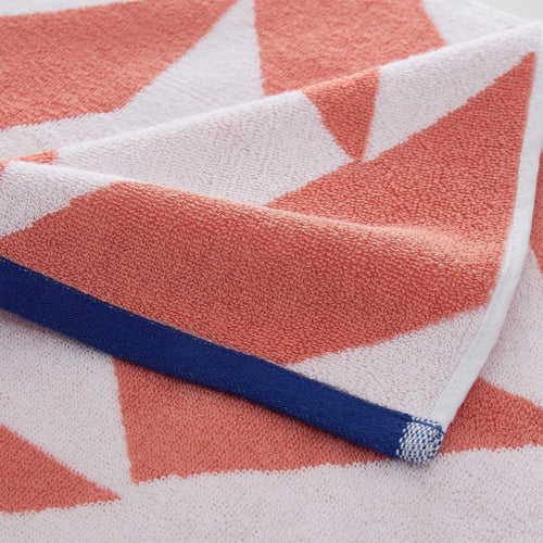 Arua beach towel, papaya & white & ultramarine, 100% cotton |High quality homewares
