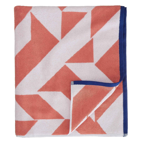 Arua beach towel, papaya & white & ultramarine, 100% cotton | URBANARA beach towels