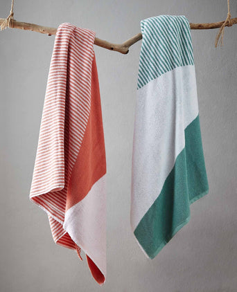Lalin beach towel, papaya & white, 100% cotton