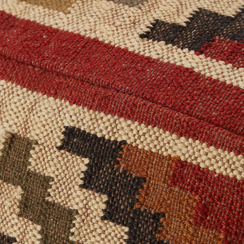 Gandaki pouf in rust orange & sand & olive green, 90% jute & 10% cotton |Find the perfect stools & poufs