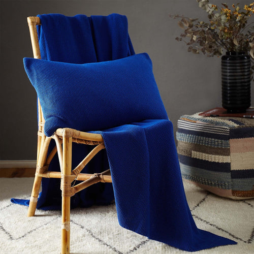 Antua blanket, ultramarine, 100% cotton | URBANARA cotton blankets