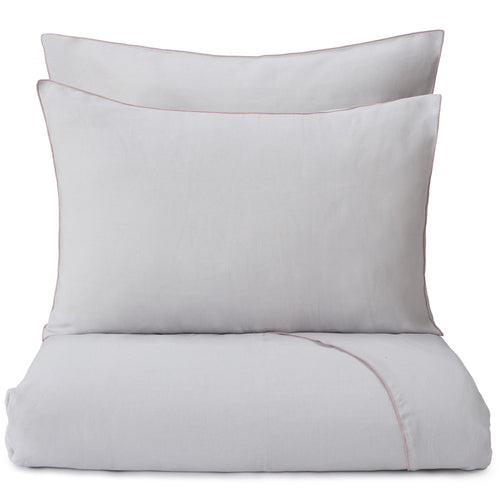 Alvalade pillowcase, light grey & powder pink, 100% linen