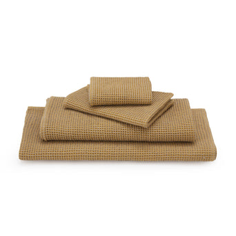 Kotra hand towel, bright mustard & natural, 50% linen & 50% cotton