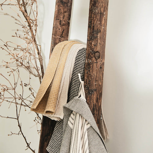 Kotra hand towel, bright mustard & natural, 50% linen & 50% cotton | URBANARA linen towels