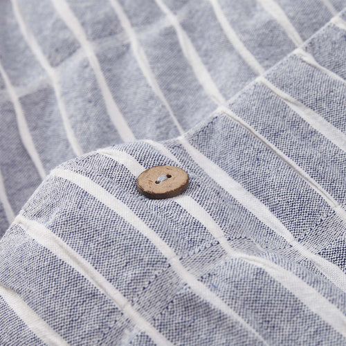 Bayan pillowcase, dark blue & natural white, 100% cotton | URBANARA seersucker bedding