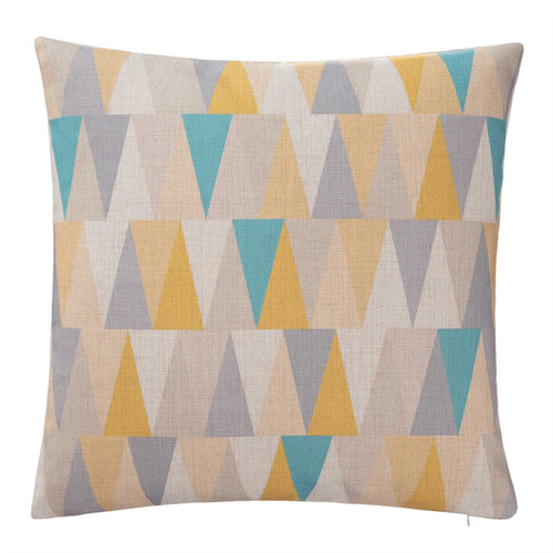 Havant cushion cover, yellow & grey & turquoise, 100% linen