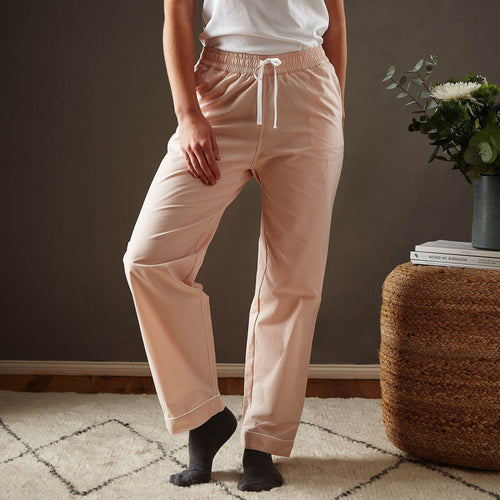 Alva Pyjama Bottoms light pink & white, 100% organic cotton