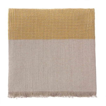 Kovai Linen Blanket bright mustard & natural, 50% linen & 50% cotton