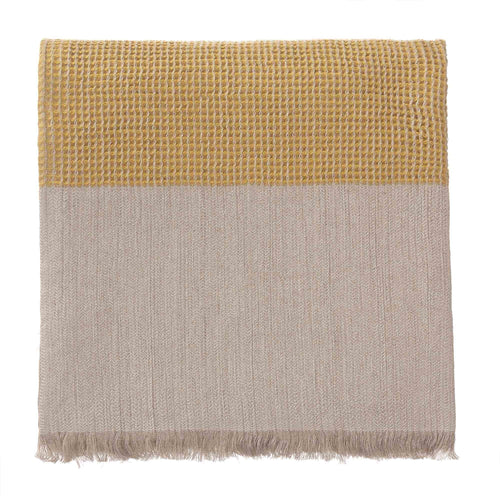 Kovai Linen Blanket bright mustard & natural, 50% linen & 50% cotton