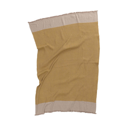 Kovai Linen Blanket bright mustard & natural, 50% linen & 50% cotton | URBANARA cotton blankets