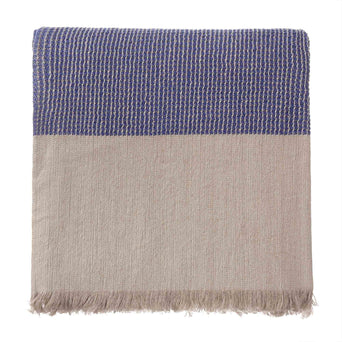 Kovai blanket, ultramarine & natural, 50% linen & 50% cotton