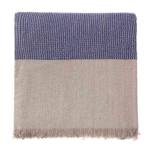 Kovai blanket, ultramarine & natural, 50% linen & 50% cotton
