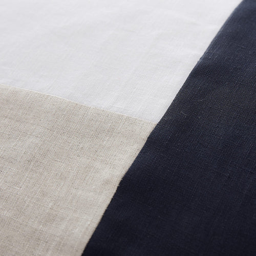 Cataya cushion cover, white & natural & dark blue, 100% linen | URBANARA cushion covers