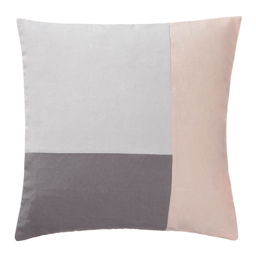 Cataya cushion cover, light grey & charcoal & light pink, 100% linen