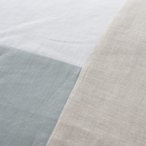 Cataya cushion cover, white & light green grey & natural, 100% linen | URBANARA cushion covers