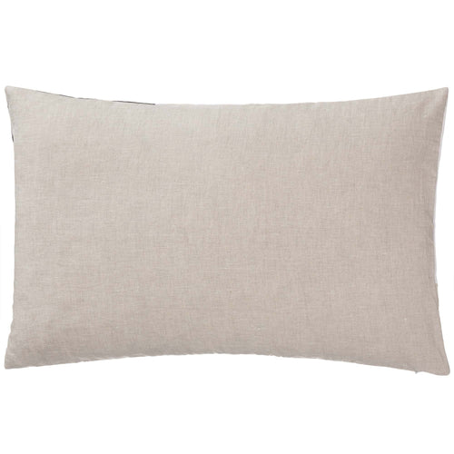 Cataya cushion cover, white & natural & dark blue, 100% linen | URBANARA cushion covers