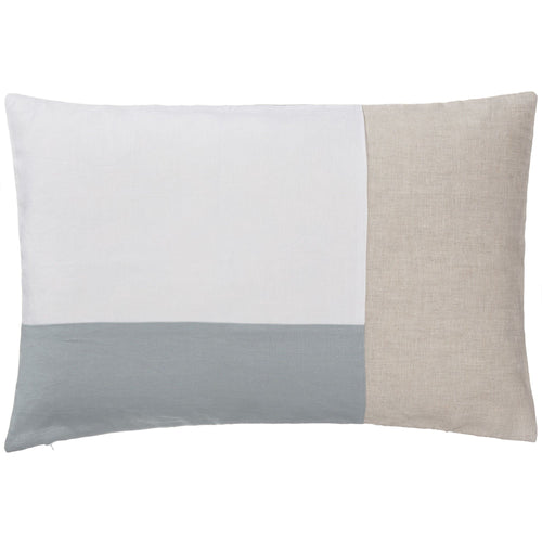 Cataya cushion cover, white & light green grey & natural, 100% linen