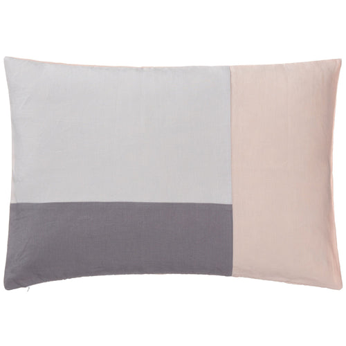 Cataya cushion cover, light grey & charcoal & light pink, 100% linen
