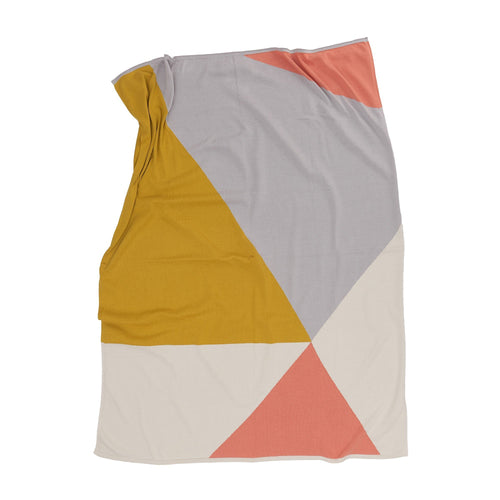 Kabral blanket, bright mustard & silver grey & light papaya, 100% cotton | URBANARA cotton blankets