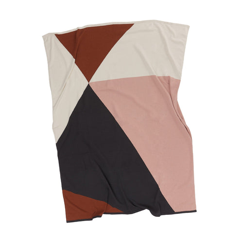 Kabral blanket, light pink & charcoal & cognac, 100% cotton |High quality homewares