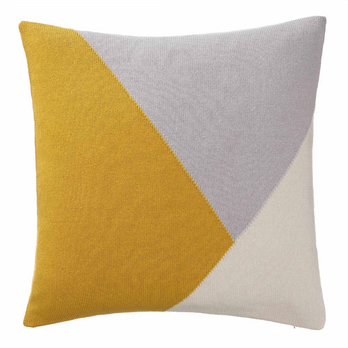 Kabral cushion cover, bright mustard & silver grey & natural white, 100% cotton