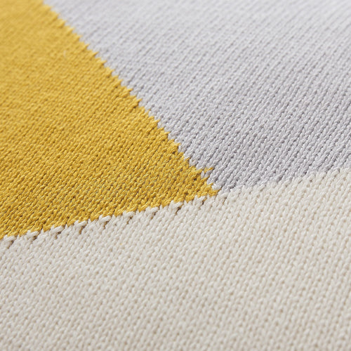 Kabral cushion cover, bright mustard & silver grey & natural white, 100% cotton | URBANARA cushion covers