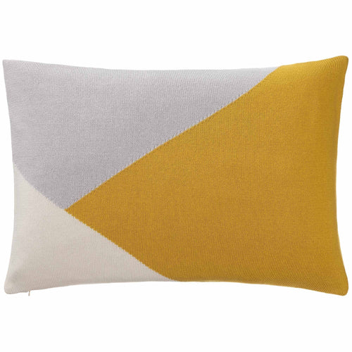 Kabral cushion cover, bright mustard & silver grey & natural white, 100% cotton