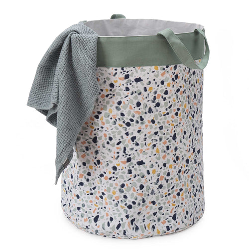 Malpe laundry basket, grey green & mustard, 100% cotton & 100% polyester