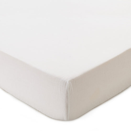 Mafalda fitted sheet, white, 100% linen
