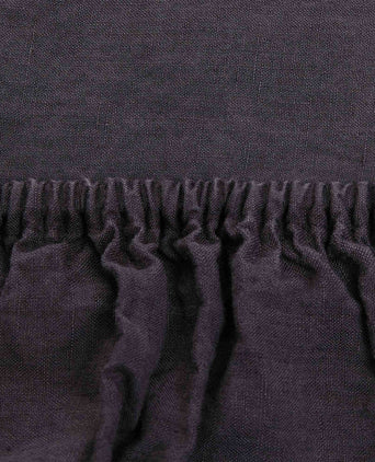 Mafalda fitted sheet, dark grey, 100% linen