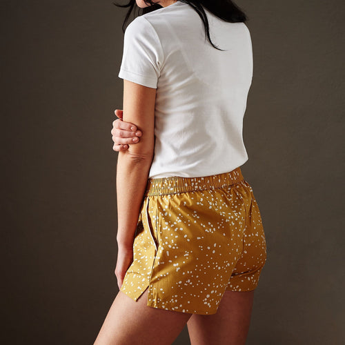 Cova pyjama, mustard & white, 100% cotton | URBANARA nightwear