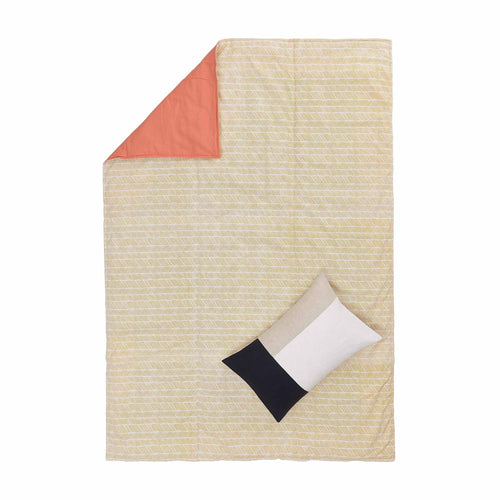Avola picnic blanket, bright mustard & natural white & papaya, 100% cotton & 100% polyester