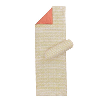 Avola beach mat, bright mustard & natural white & papaya, 100% cotton & 100% polyester