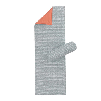 Avola beach mat, green grey & natural white & papaya, 100% cotton & 100% polyester