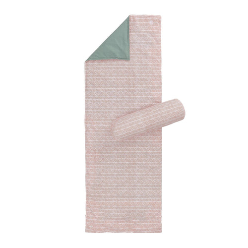 Avola beach mat, papaya & natural white & green grey, 100% cotton & 100% polyester