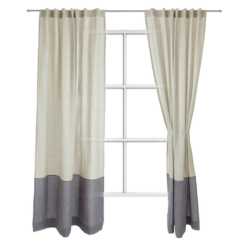 Cataya curtain, natural & charcoal, 100% linen
