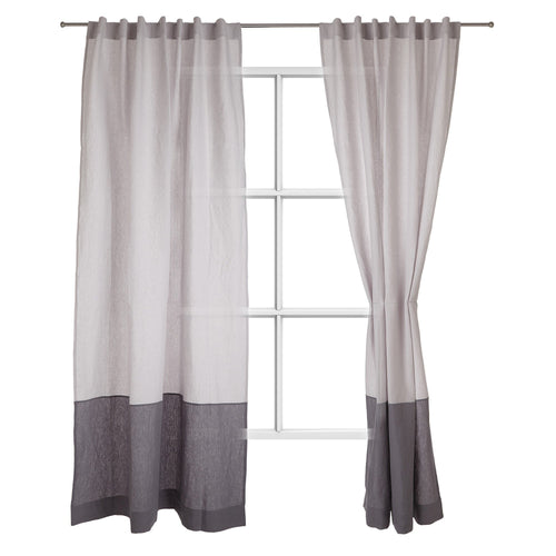 Cataya curtain, light grey & charcoal, 100% linen